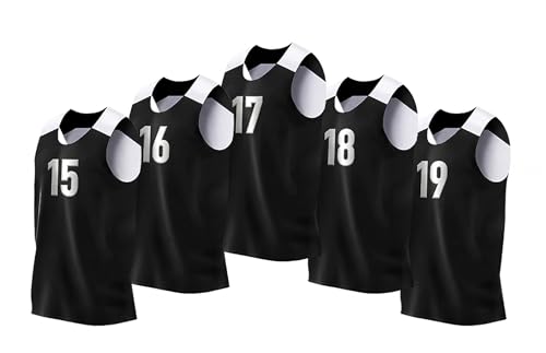 Five Pro90 Elite reversible basketball jerseys numbered 15 through 19